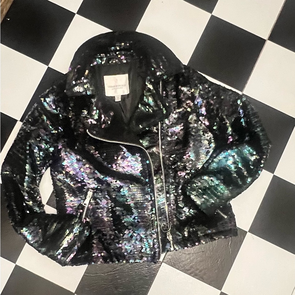 Torrid Black Sequin Bomber Jacket